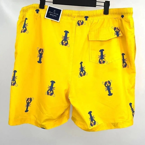 Club Room Lined Swim Trunks Mens XXL Yellow Quick Dry Novelty Print 7"Inseam - Picture 2 of 12